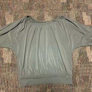 Green Off the Shoulder Flowy Blouse